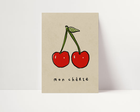 Mon Cheri | Cherries Poster | UNFRAMED