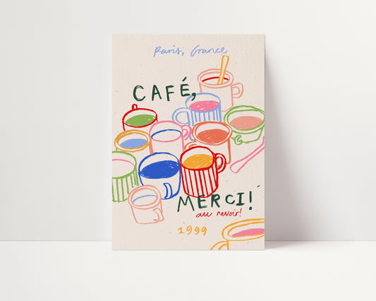 Cafe, Merci! | Coffee Print | UNFRAMED