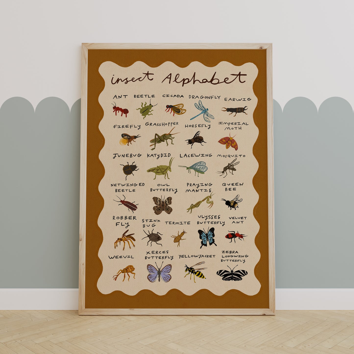 Insect Alphabet | Kid's Print | UNFRAMED