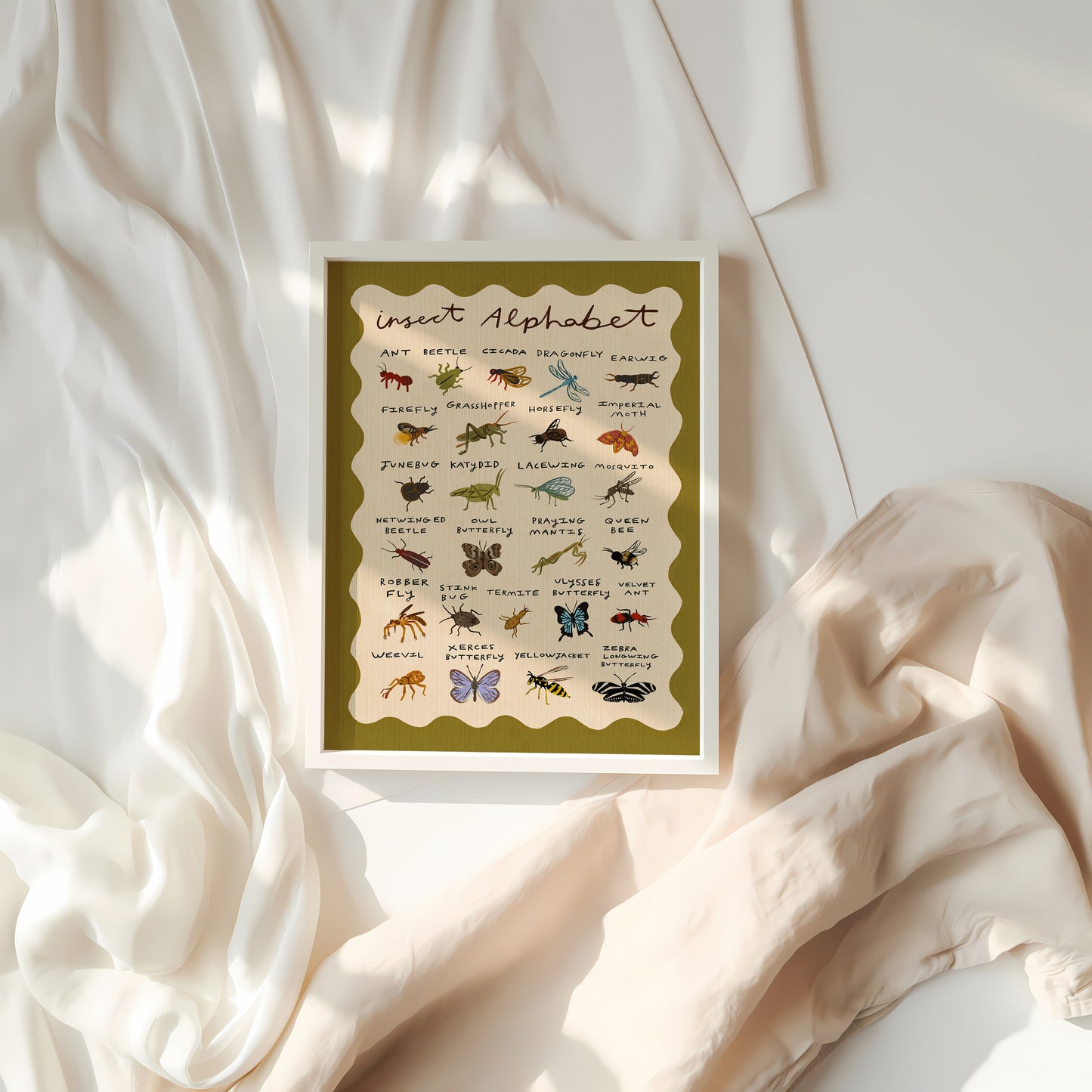 Insect Alphabet | Kid's Print | UNFRAMED