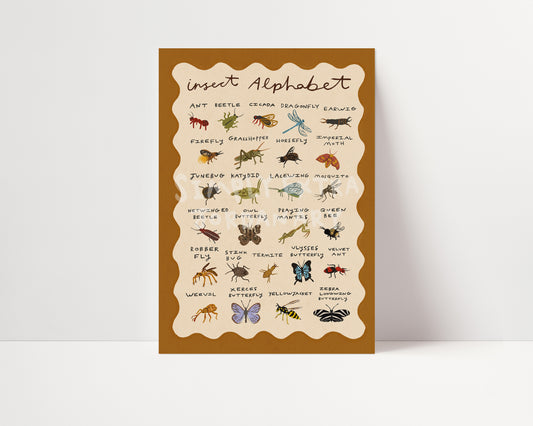 Insect Alphabet | Kid's Print | UNFRAMED