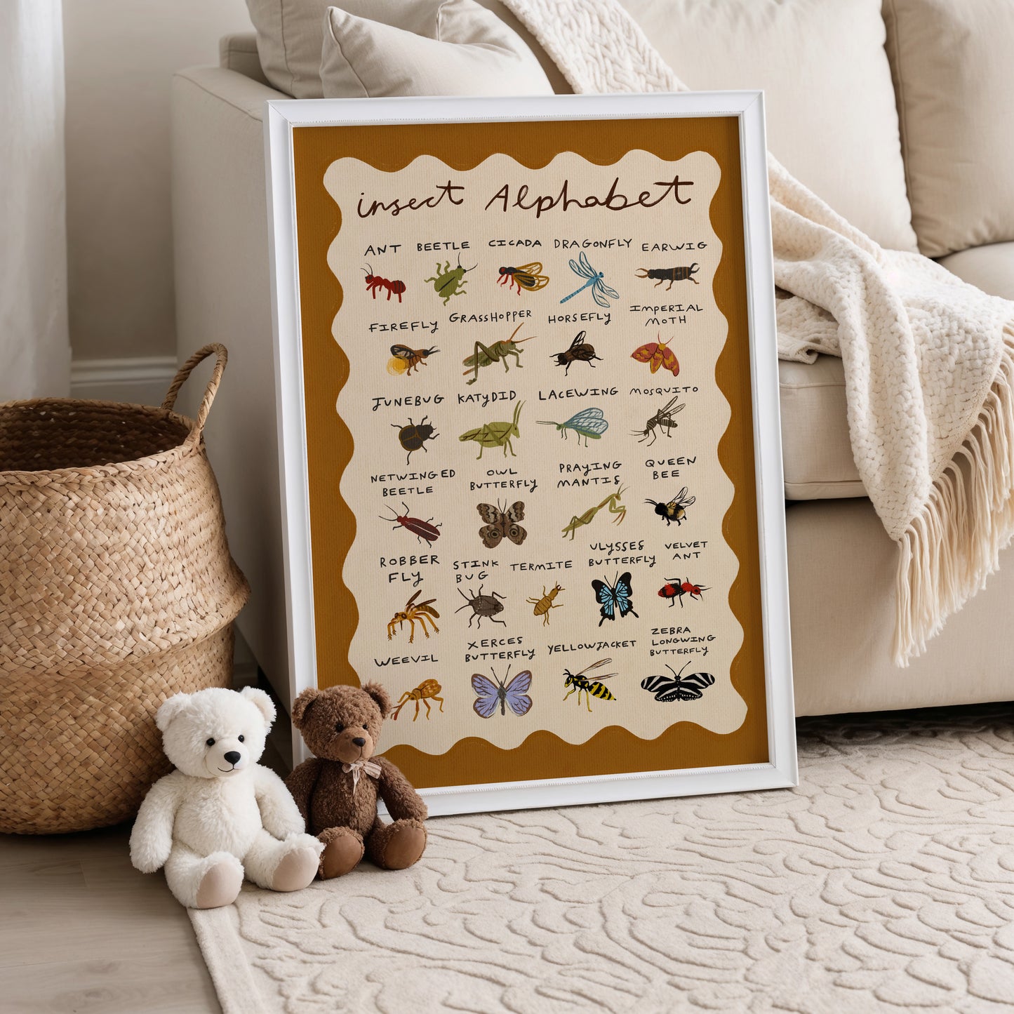 Insect Alphabet | Kid's Print | UNFRAMED