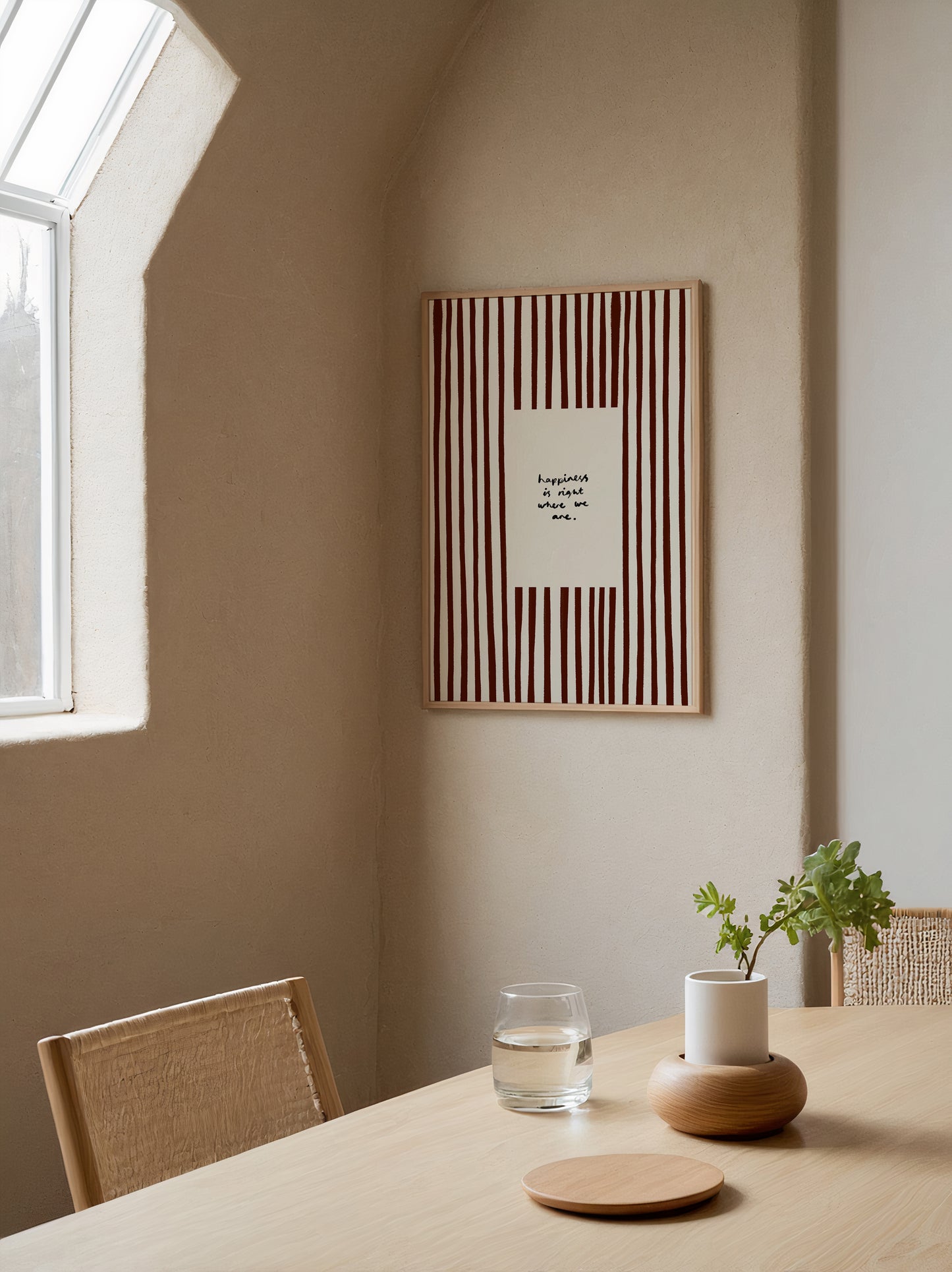 Happiness Is Where We Are | Brown Living Room Print | UNFRAMED