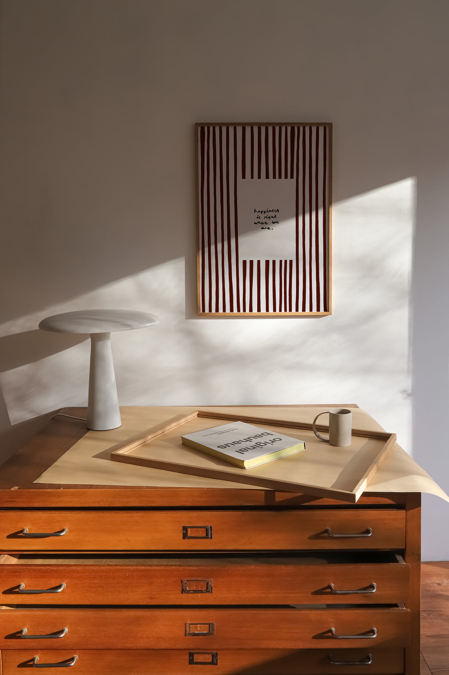 Happiness Is Where We Are | Brown Living Room Print | UNFRAMED