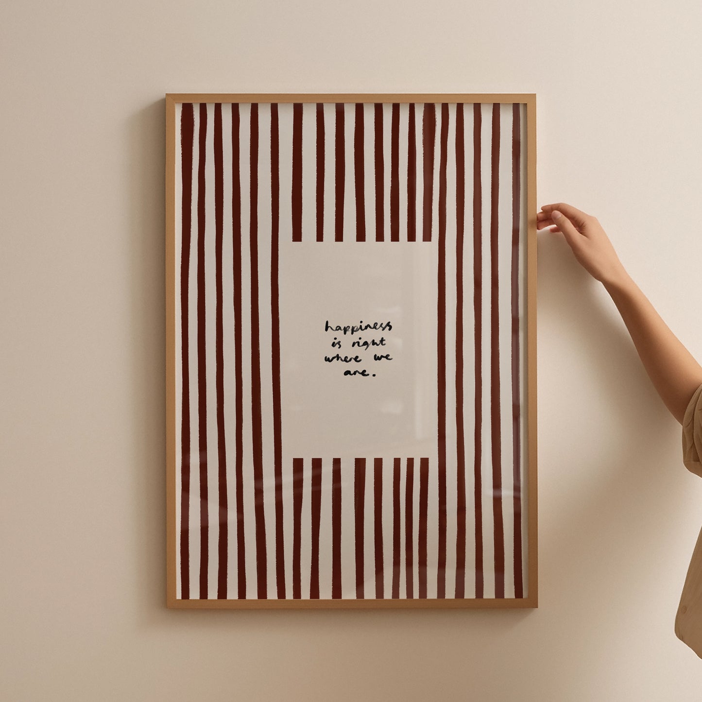 Happiness Is Where We Are | Brown Living Room Print | UNFRAMED