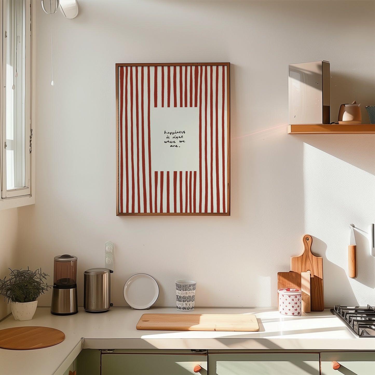 Happiness Is Where We Are | Red Living Room Print | UNFRAMED