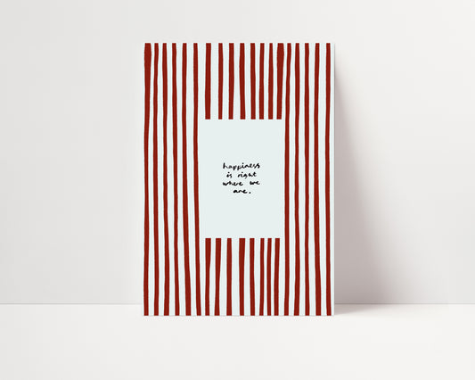 Happiness Is Where We Are | Red Living Room Print | UNFRAMED