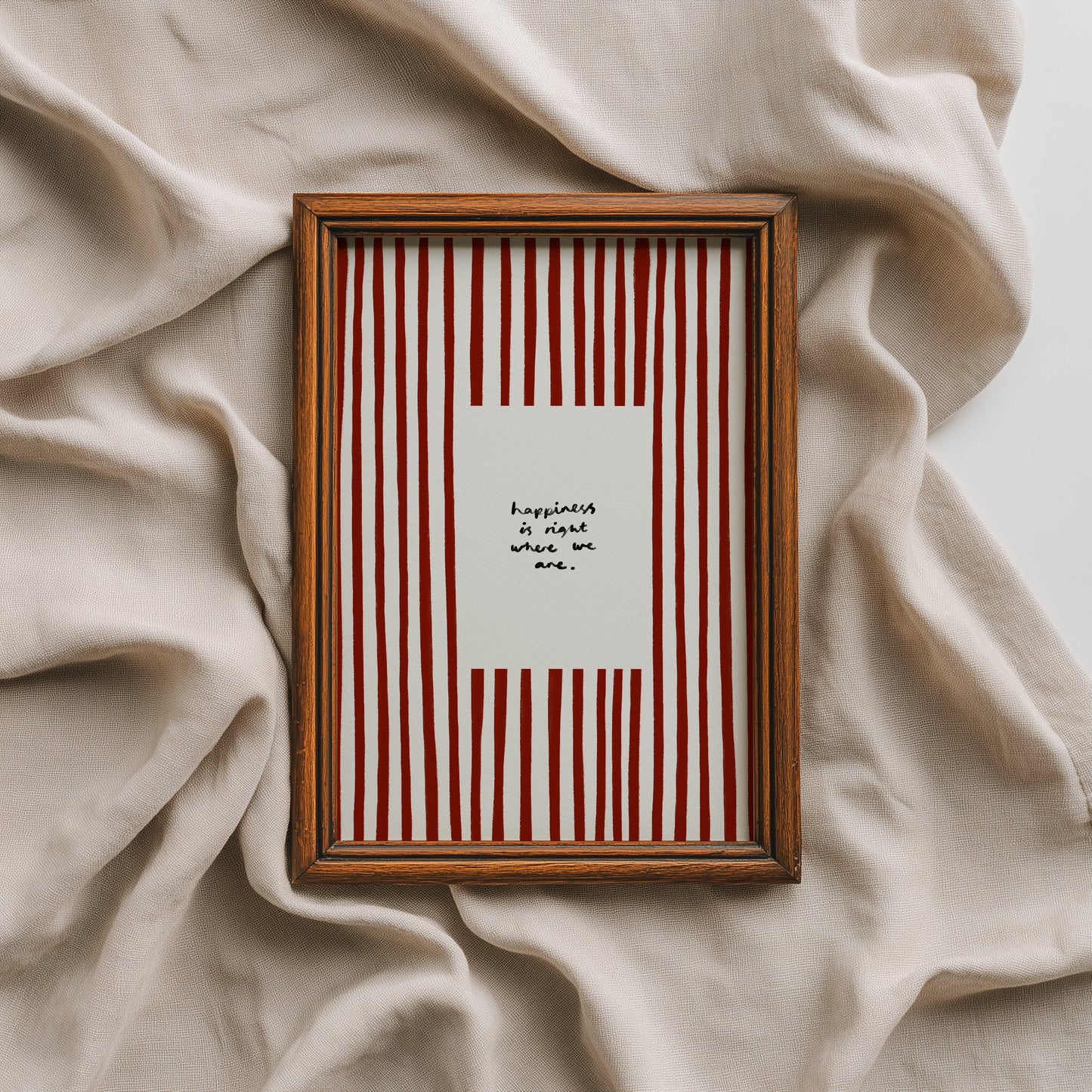 Happiness Is Where We Are | Red Living Room Print | UNFRAMED