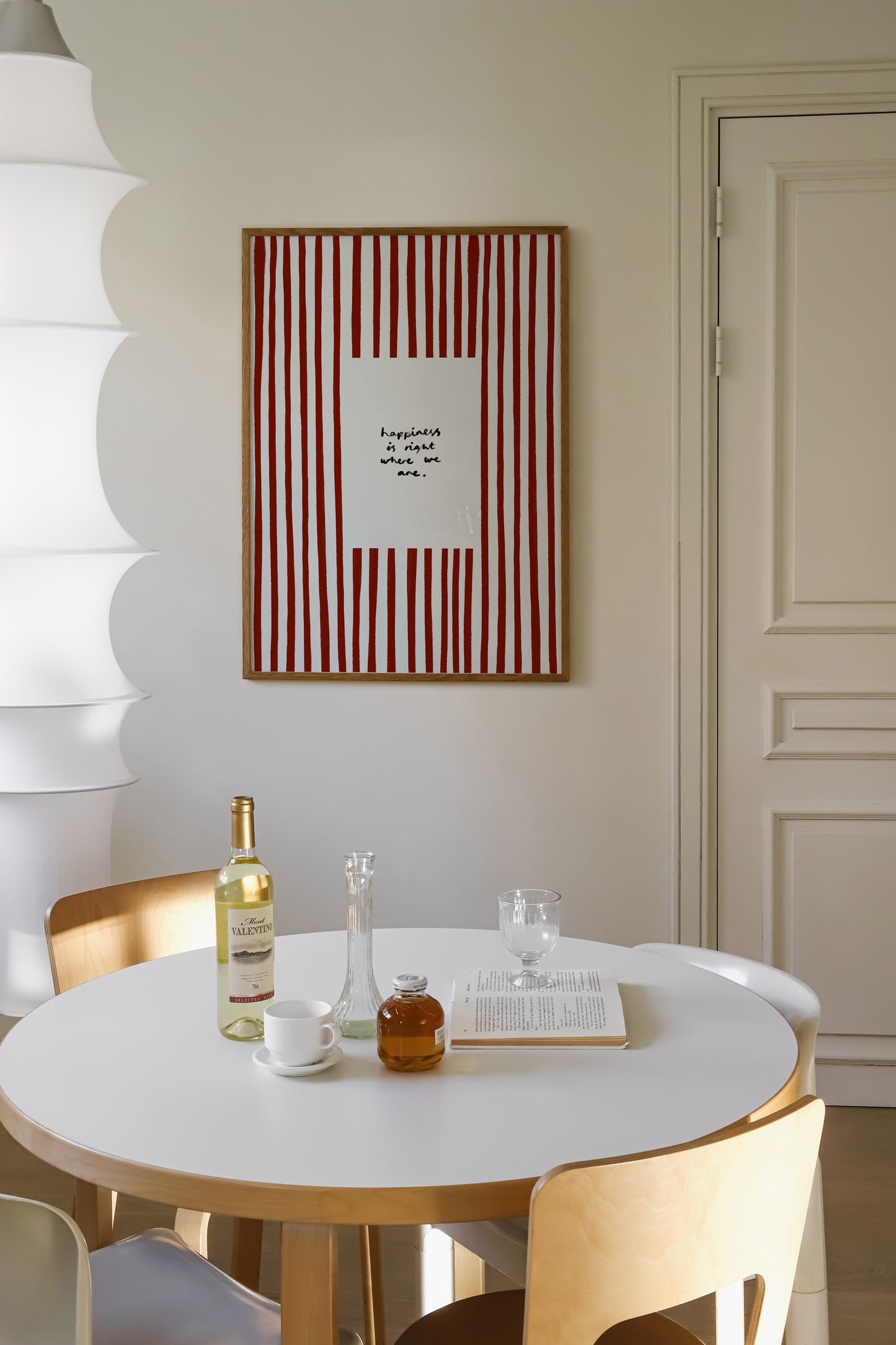 Happiness Is Where We Are | Red Living Room Print | UNFRAMED