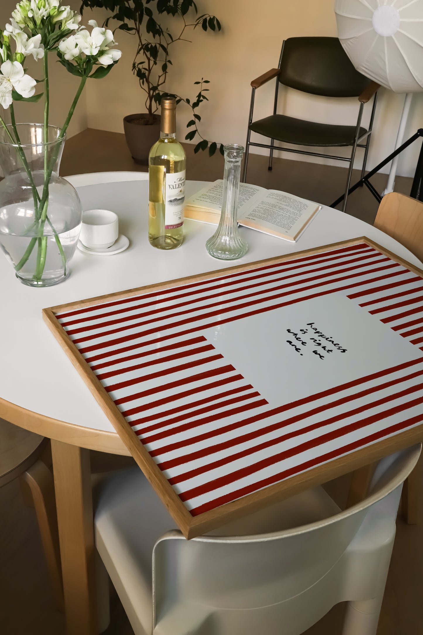 Happiness Is Where We Are | Red Living Room Print | UNFRAMED