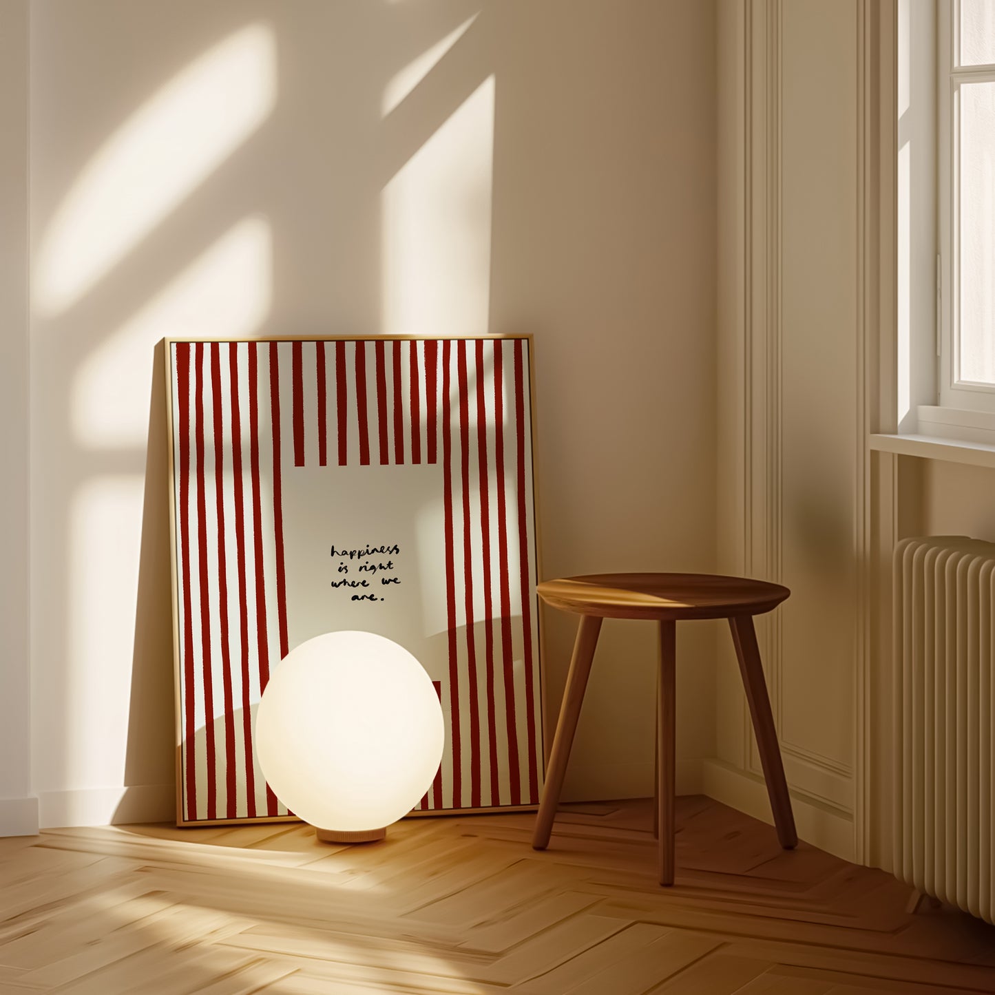 Happiness Is Where We Are | Red Living Room Print | UNFRAMED