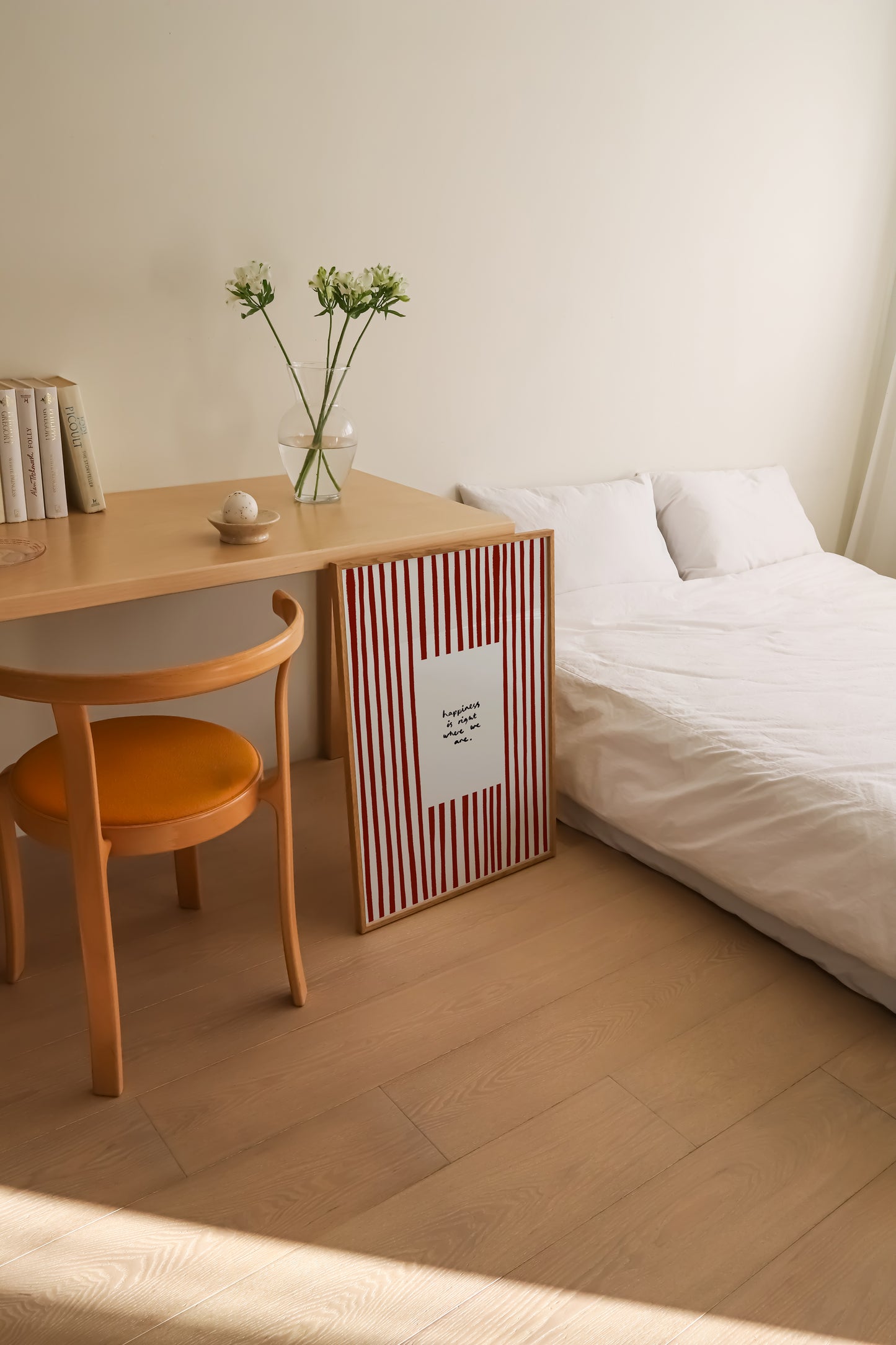 Happiness Is Where We Are | Red Living Room Print | UNFRAMED