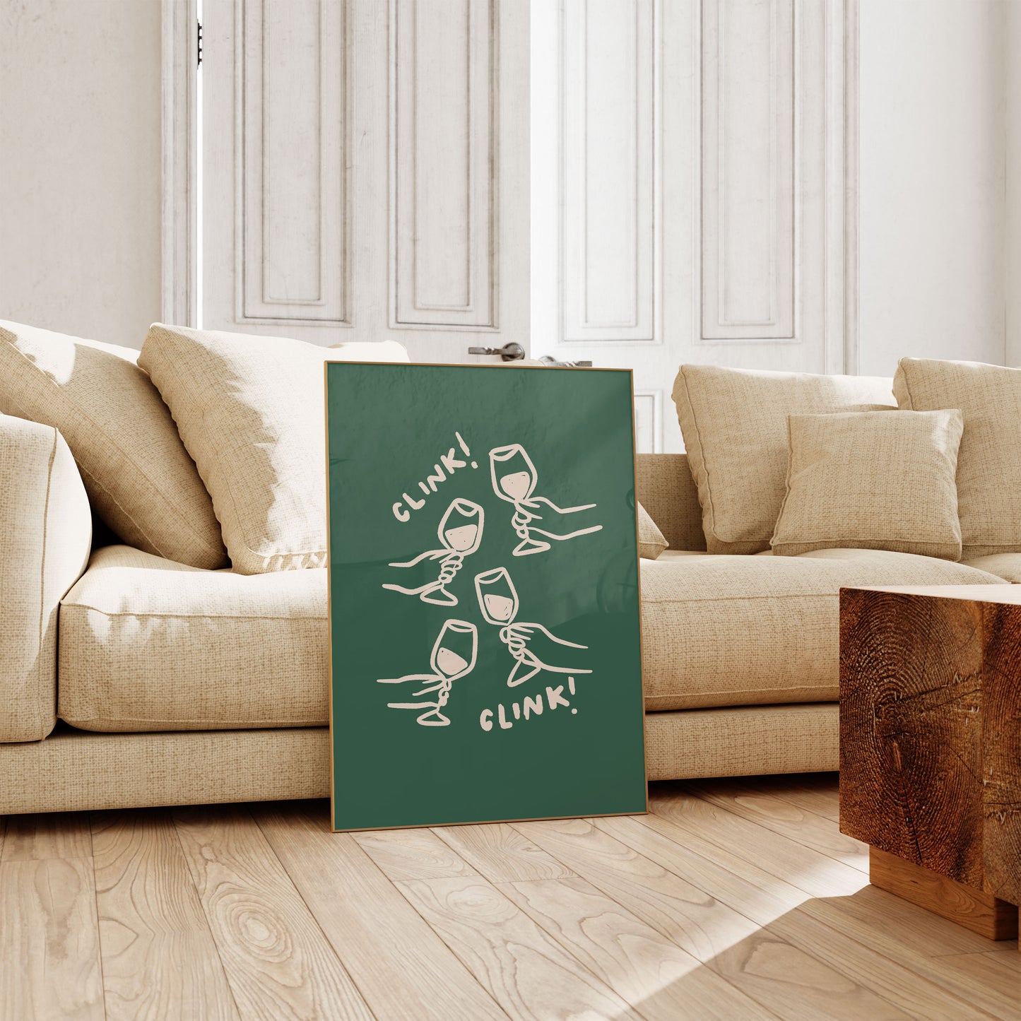 Clink Clink Print | Ink Bleed Style | Dark Green | UNFRAMED