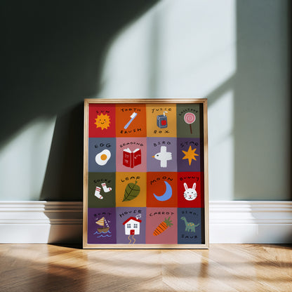 Patchwork First Words | Nursery Print | UNFRAMED