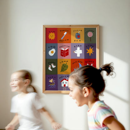 Patchwork First Words | Nursery Print | UNFRAMED