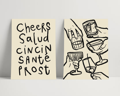 Retro Cheers | Set of 2 Prints | UNFRAMED