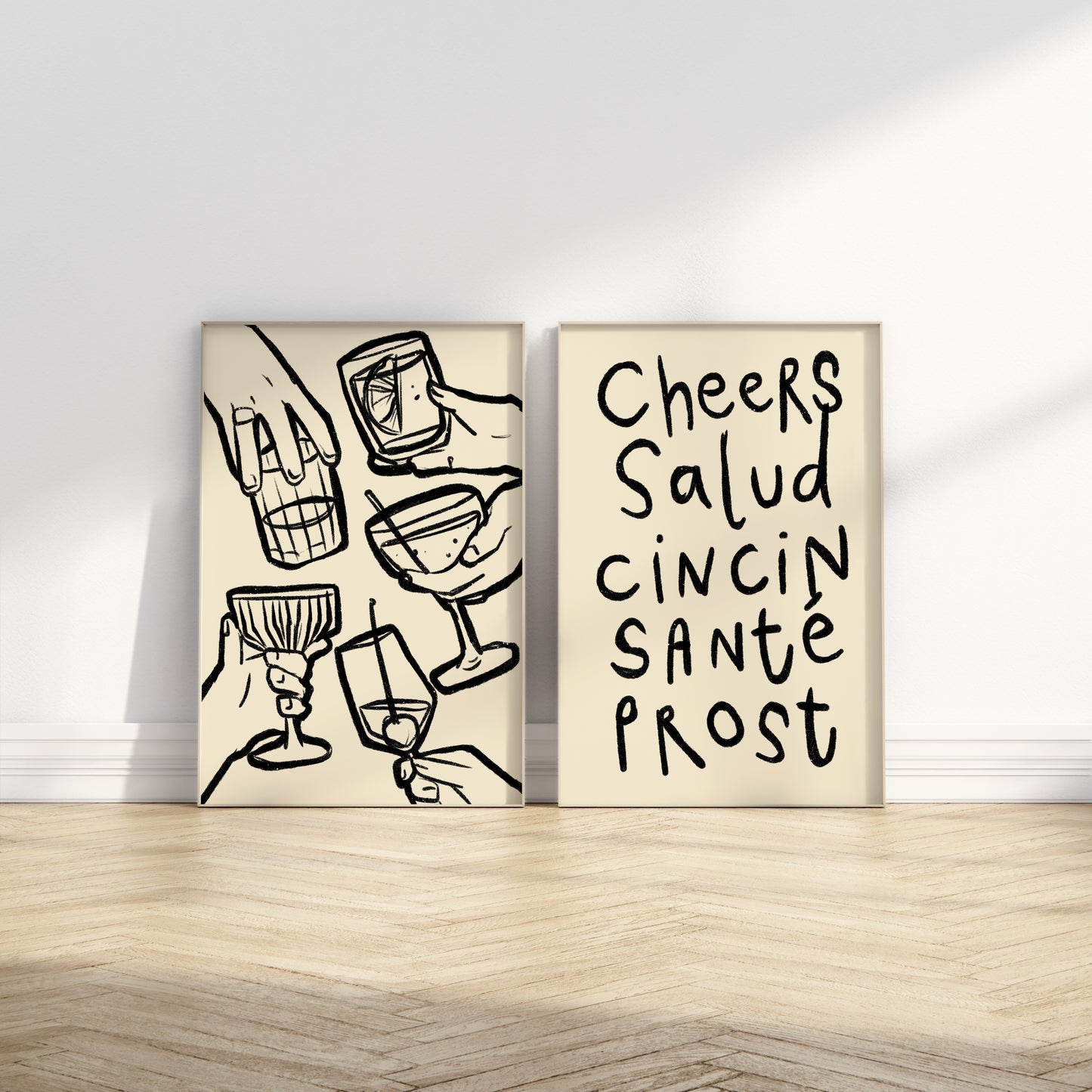 Retro Cheers | Set of 2 Prints | UNFRAMED