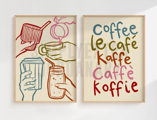 Coffee Cups | Set of 2 Prints | UNFRAMED