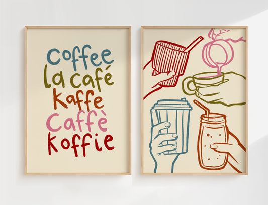 Coffee Cups | Set of 2 Prints | UNFRAMED