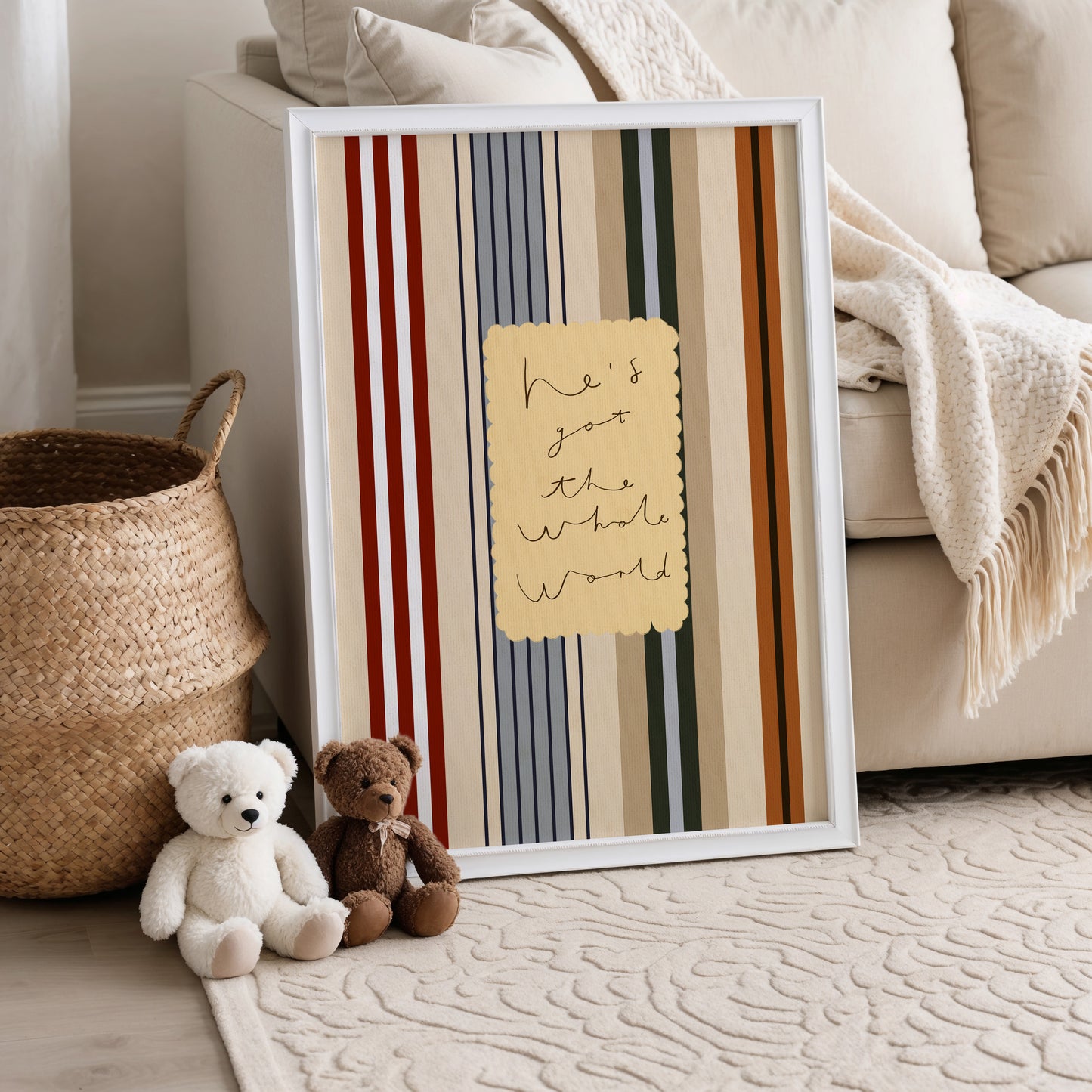 He's Got The Whole World | Nursery Print | UNFRAMED