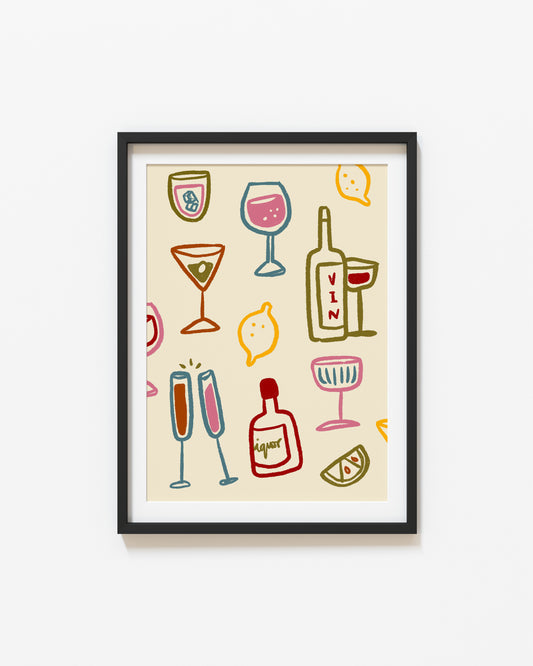 Drink Glasses | Wine Poster | UNFRAMED