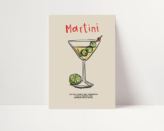 Martini | Cocktail Recipe Print | UNFRAMED