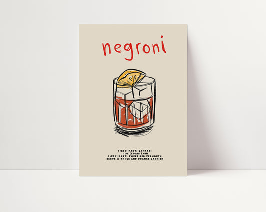 Negroni | Cocktail Recipe Print | UNFRAMED