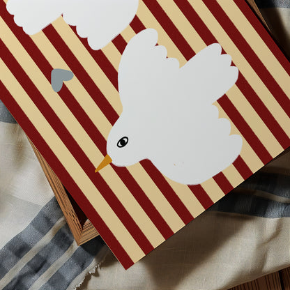 Love Doves | Red Stripes Print | UNFRAMED