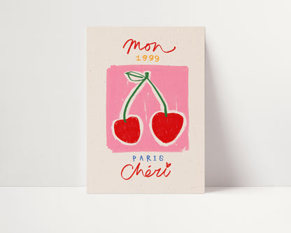 Mon Cheri | French Cherries Print | UNFRAMED