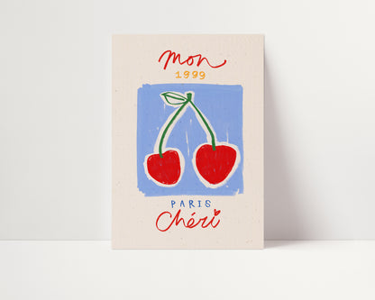 Mon Cheri | French Cherries Print | UNFRAMED