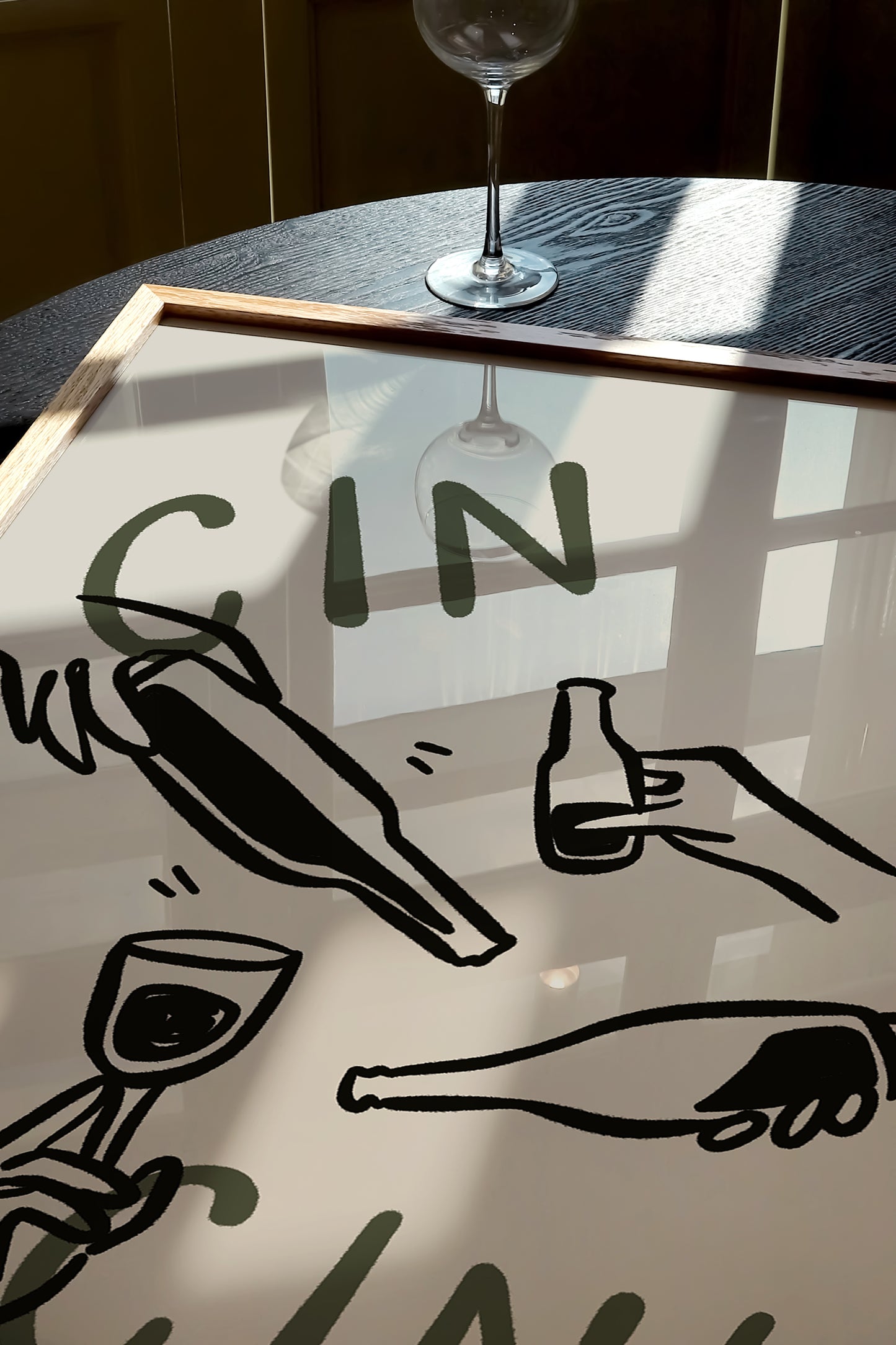 Cheers Cin Cin | Wine Glasses Poster | Green | UNFRAMED