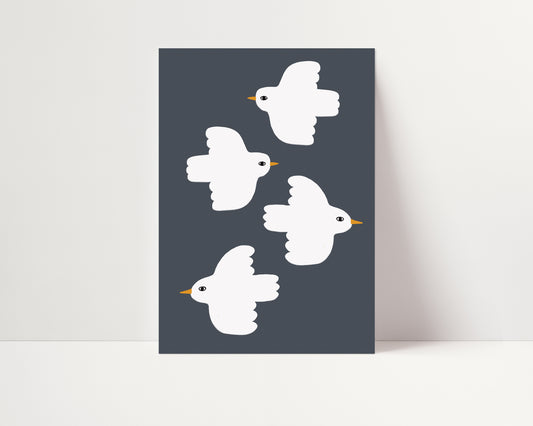 Flying Doves | Nursery Print | UNFRAMED