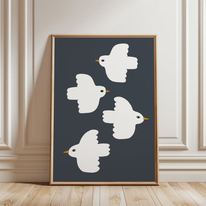 Flying Doves | Nursery Print | UNFRAMED
