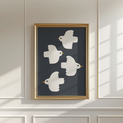 Flying Doves | Nursery Print | UNFRAMED