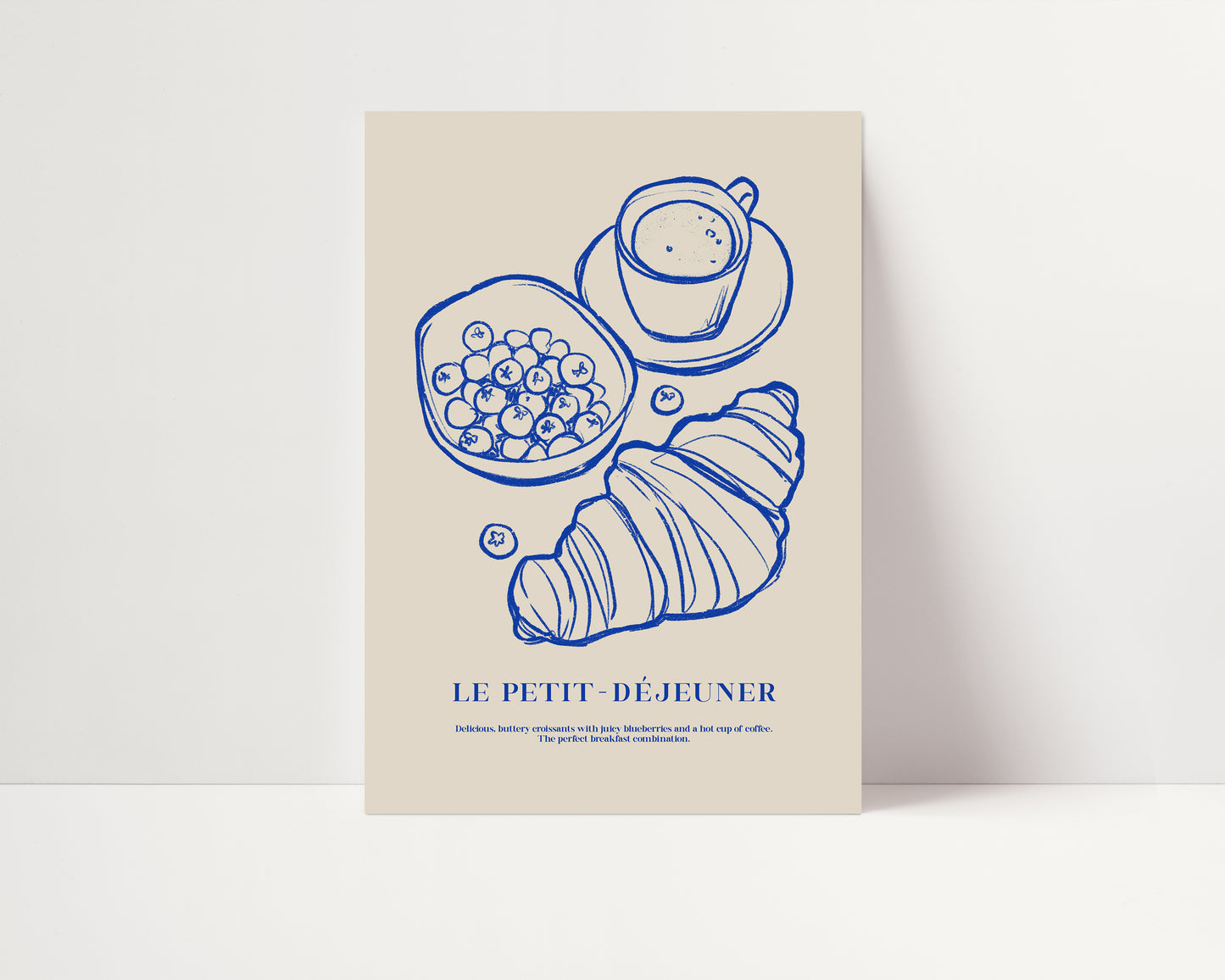 Croissant and Blueberries | Breakfast Poster | UNFRAMED