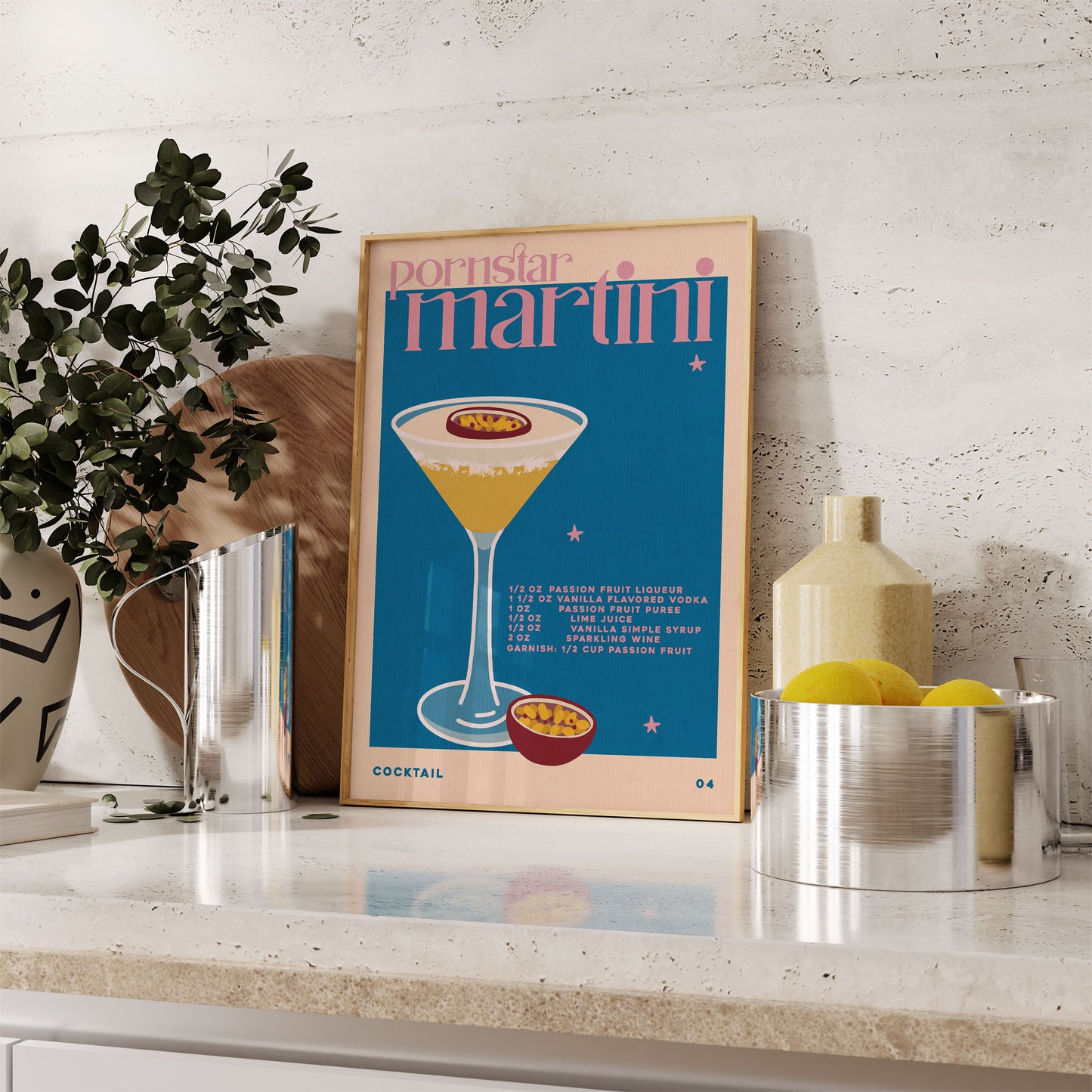 Retro Porn Star Martini | Cocktail Print | UNFRAMED