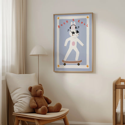 Rock & Roll Bunny | Nursery Print | UNFRAMED