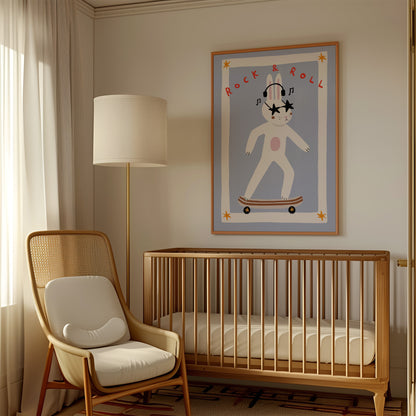 Rock & Roll Bunny | Nursery Print | UNFRAMED