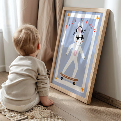 Rock & Roll Bunny | Nursery Print | UNFRAMED