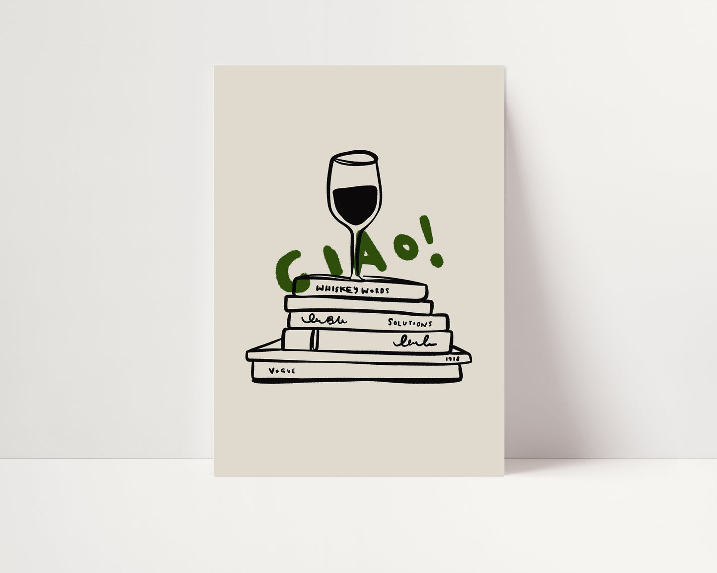 Ciao Wine | Wine Poster | Green | UNFRAMED