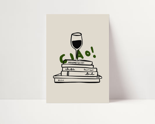 Ciao Wine | Wine Poster | Green | UNFRAMED