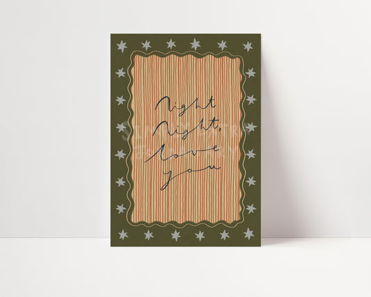 Night Night Love You | Nursery Print | UNFRAMED