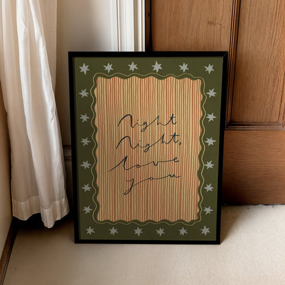 Night Night Love You | Nursery Print | UNFRAMED
