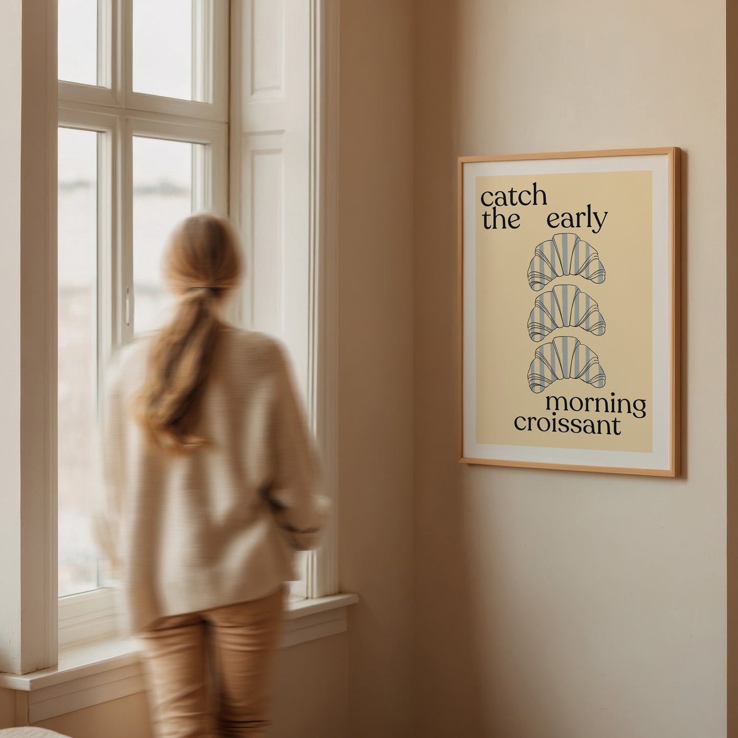 Catch The Early Morning Croissant | Croissant Print | UNFRAMED