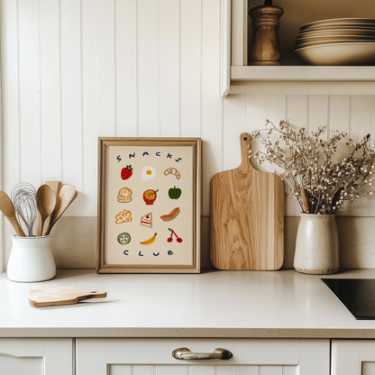 Snacks Club | Foodie Print | UNFRAMED