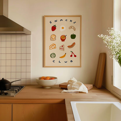 Snacks Club | Foodie Print | UNFRAMED