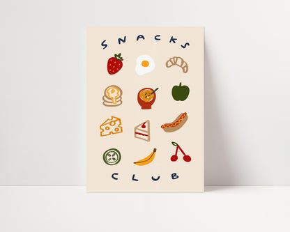 Snacks Club | Foodie Print | UNFRAMED