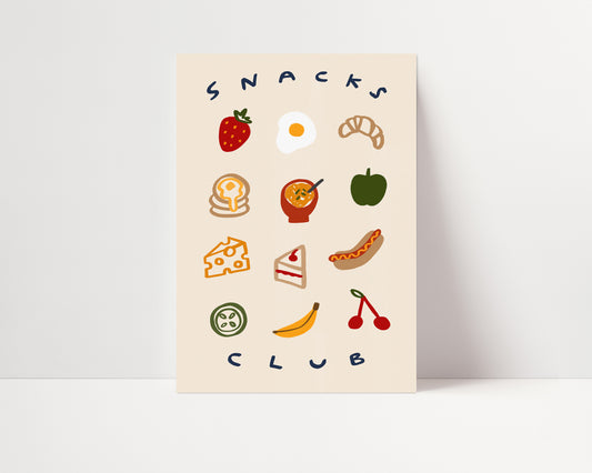 Snacks Club | Foodie Print | UNFRAMED