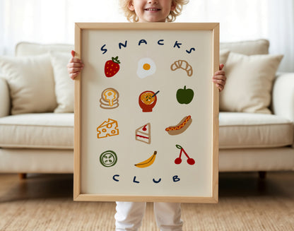 Snacks Club | Foodie Print | UNFRAMED