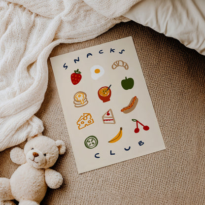 Snacks Club | Foodie Print | UNFRAMED
